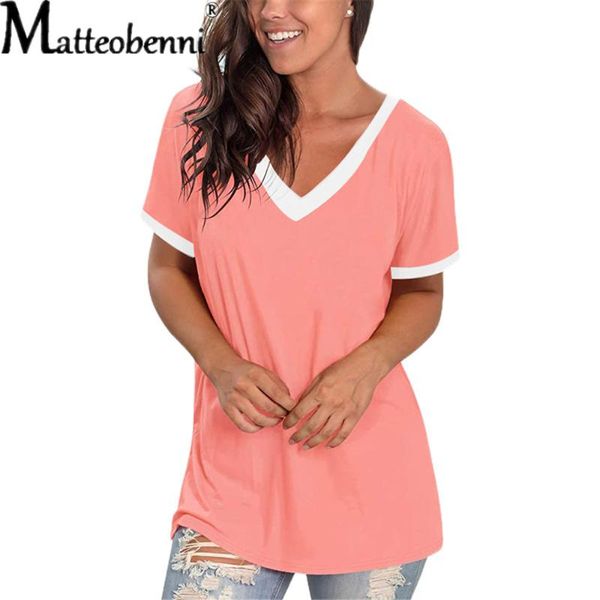 women's t-shirt 2021 summer women fashion v-neck color matching casual short-sleeved loose solid 2xl large size, White
women's t-shirt 2021 summer women fashion v-neck color matching casual short-sleeved loose solid 2xl large size, White