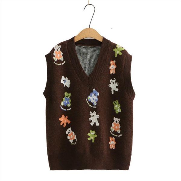 kawaii women cartoon bear sweaters vest winter v neck sleeveless vintage casual ladies knitted pullovers top, White;black
kawaii women cartoon bear sweaters vest winter v neck sleeveless vintage casual ladies knitted pullovers top, White;black