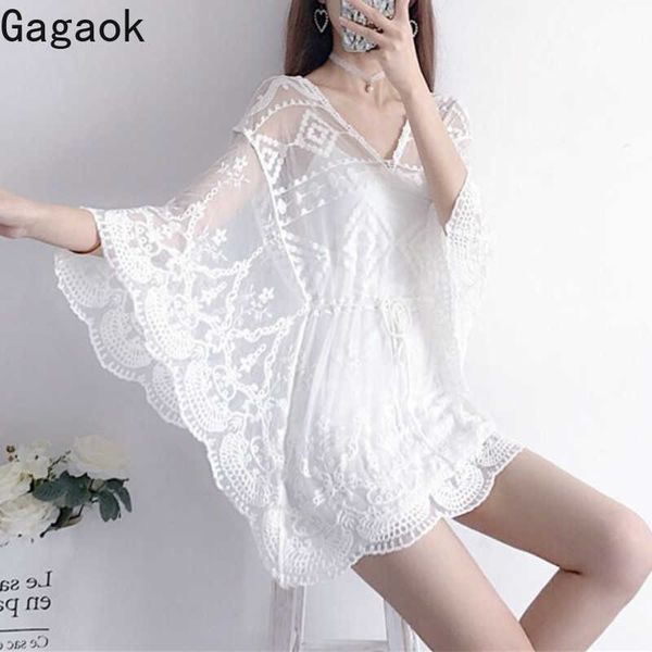 women japan style long blouse spring autumn solid v-neck batwing sleeve sashes lace slim sweet fashion pullover 210531, White
women japan style long blouse spring autumn solid v-neck batwing sleeve sashes lace slim sweet fashion pullover 210531, White