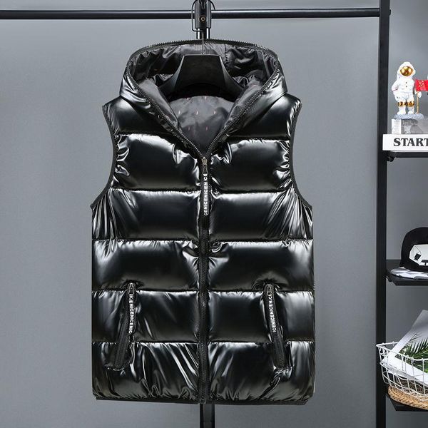 men's vests size 5xl 6xl 2021 winter men bright vest hooded warm thicken waistcoat cotton-padded solid color waterproof male streetwear, Black;white
men's vests size 5xl 6xl 2021 winter men bright vest hooded warm thicken waistcoat cotton-padded solid color waterproof male streetwear, Black;white