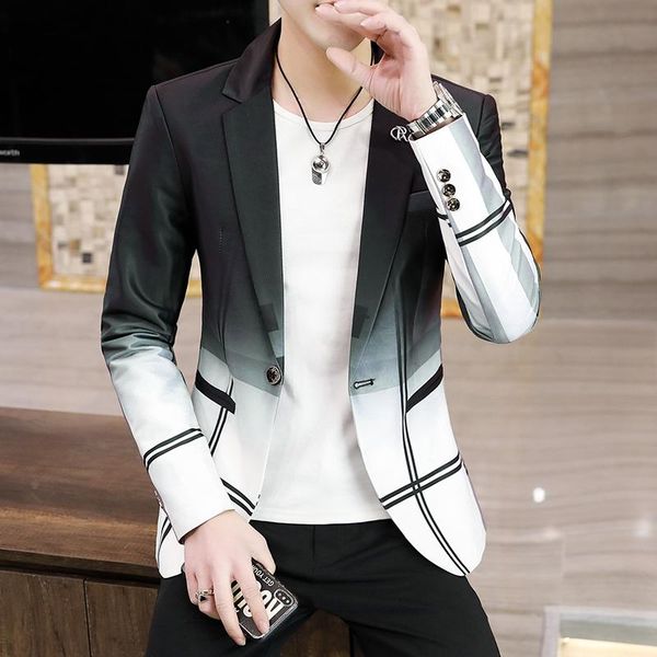 spring and autumn fashion casual men's patchwork color plaid single button slim business long-sleeve suit suits & blazers, White;black
spring and autumn fashion casual men's patchwork color plaid single button slim business long-sleeve suit suits & blazers, White;black