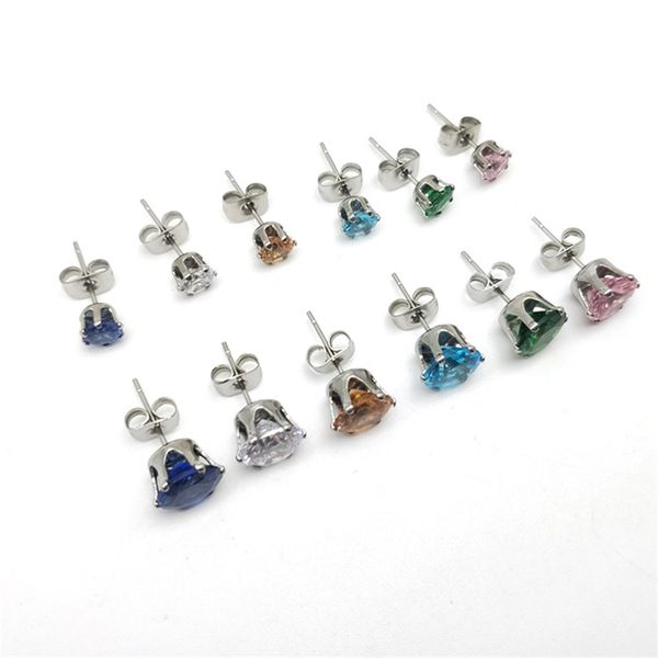 2019 new straight titanium steel trend multi color zircon clothing accessories earrings, Black
2019 new straight titanium steel trend multi color zircon clothing accessories earrings, Black