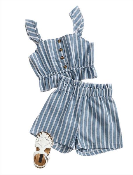 3 8y summer kids baby girl clothes button striped print sleeveless crop shorts toddler 2pcs outfits set, White
3 8y summer kids baby girl clothes button striped print sleeveless crop shorts toddler 2pcs outfits set, White