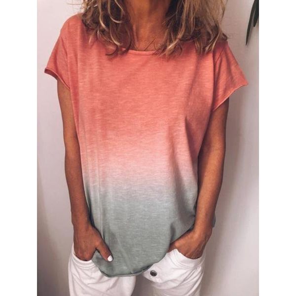 women's t-shirt women summer casual female gradient color short sleeve t-shirts 7 tees plus size o-neck loose d30, White
women's t-shirt women summer casual female gradient color short sleeve t-shirts 7 tees plus size o-neck loose d30, White