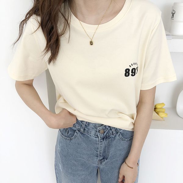 women's t-shirt soft 100% cotton bornin 89s letter printed t-shirts women round collar short sleeve t-shirt summer cotton b31, White
women's t-shirt soft 100% cotton bornin 89s letter printed t-shirts women round collar short sleeve t-shirt summer cotton b31, White
