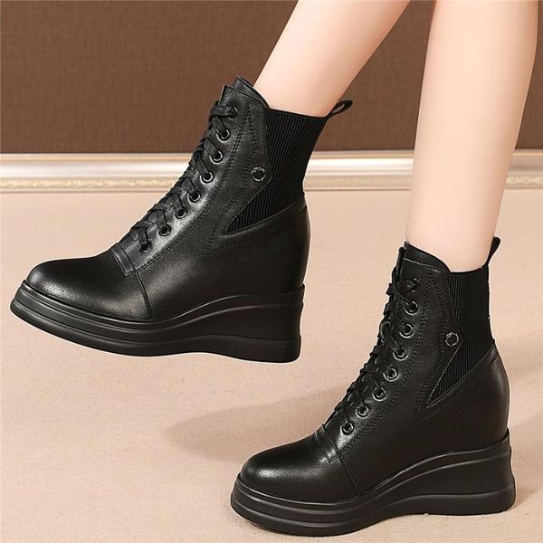 boots casual shoes women genuine leather wedges high heel ankle female knitting fashion sneakers round toe platform pumps, Black
boots casual shoes women genuine leather wedges high heel ankle female knitting fashion sneakers round toe platform pumps, Black