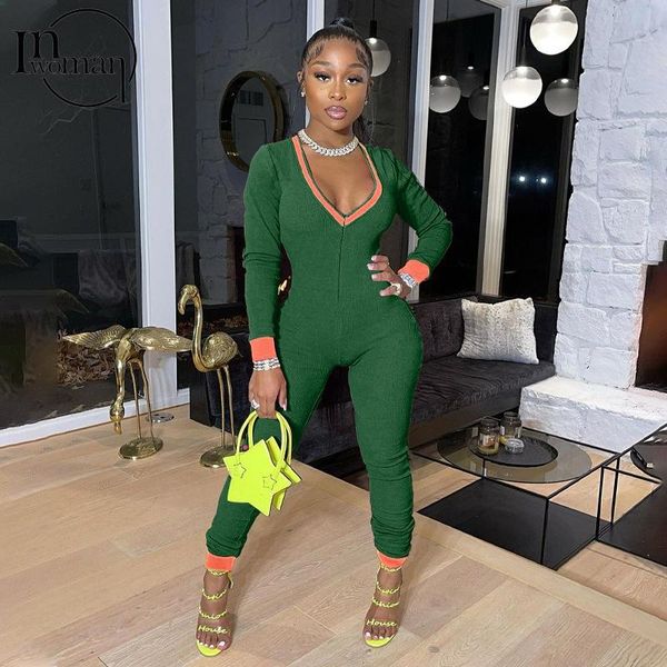 women's jumpsuits & rompers inwoman women v neck bodycon jumpsuit long sleeve romper slim 2021 ladies clubwear skinny female one piece, Black;white
women's jumpsuits & rompers inwoman women v neck bodycon jumpsuit long sleeve romper slim 2021 ladies clubwear skinny female one piece, Black;white