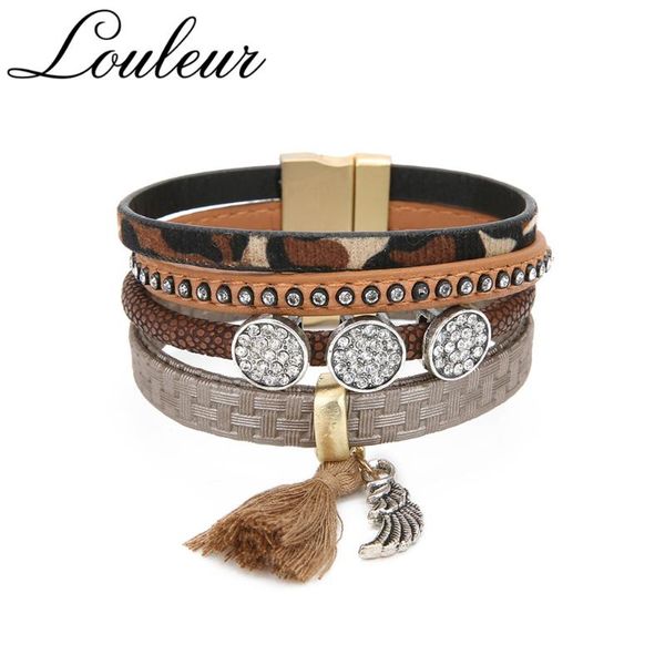 charm bracelets louleur multilayer leopard crystal leather bracelet for women men vintage tassel wide wrap & bangles jewelry, Golden;silver
charm bracelets louleur multilayer leopard crystal leather bracelet for women men vintage tassel wide wrap & bangles jewelry, Golden;silver