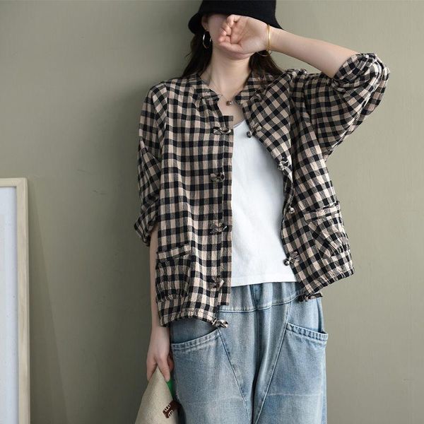 women's jackets arrival spring arts style women loose cotton linen short coat vintage plaid double pocket femme plus size, Black;brown
women's jackets arrival spring arts style women loose cotton linen short coat vintage plaid double pocket femme plus size, Black;brown