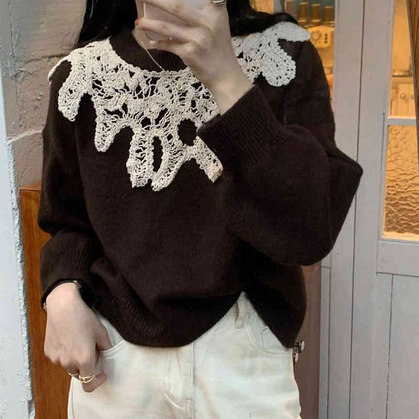 sweaters chic women fashion retro o-neck knitwear pullovers sweater lace patchwork loose knit soft korean, White;black
sweaters chic women fashion retro o-neck knitwear pullovers sweater lace patchwork loose knit soft korean, White;black