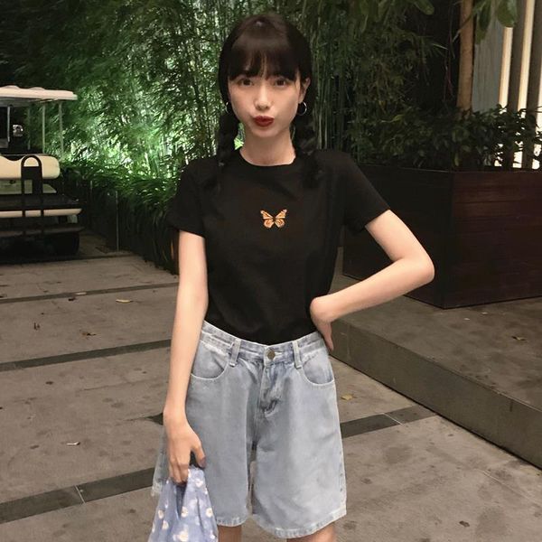 spring style summer harajuku korean women t shirt acrylic clothes fashion vintage embroidery butterfly black woman shirts, White
spring style summer harajuku korean women t shirt acrylic clothes fashion vintage embroidery butterfly black woman shirts, White