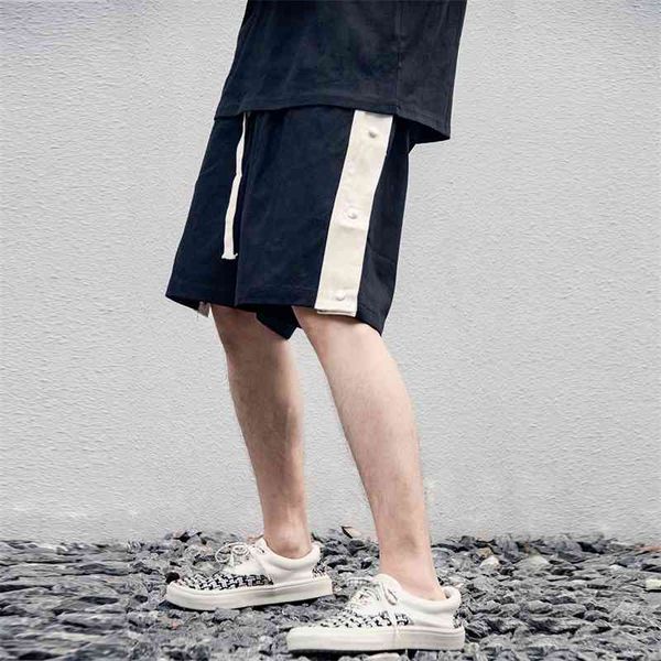 summer high loose stitching drawstring capris men's casual side breasted american street fashion brand shorts, White;black
summer high loose stitching drawstring capris men's casual side breasted american street fashion brand shorts, White;black