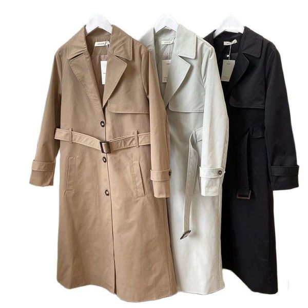 women's trench coats zxqj women solid coat 2021 autumn fashion ladies sashes waist suit collar loose streetwear female breasted long ou, Tan;black
women's trench coats zxqj women solid coat 2021 autumn fashion ladies sashes waist suit collar loose streetwear female breasted long ou, Tan;black