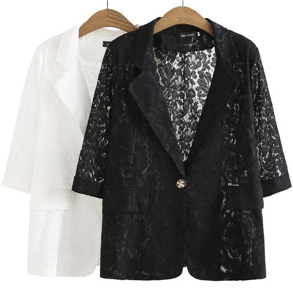 women's suits & blazers 3xl-6xl fashion hollow black white lace blazer summer 2021 thin design large size suit jacket middle sleeve zh1, White;black
women's suits & blazers 3xl-6xl fashion hollow black white lace blazer summer 2021 thin design large size suit jacket middle sleeve zh1, White;black