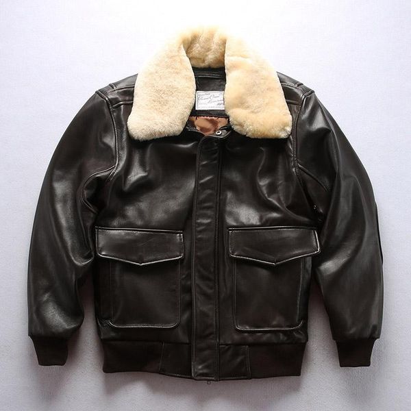 men's leather & faux genuine 2021 flight fur collar detachable jacket brand soft sheepskin autumn winter coat fast, Black
men's leather & faux genuine 2021 flight fur collar detachable jacket brand soft sheepskin autumn winter coat fast, Black