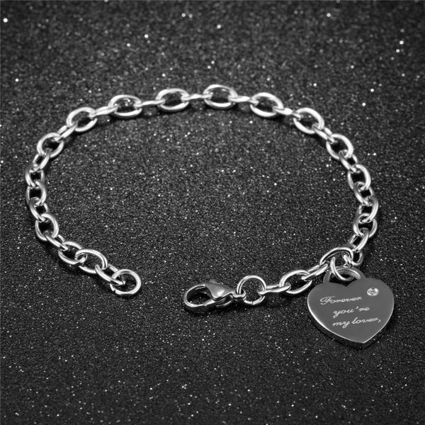 luxury stainless steel zircon silver rose gold color love heart letters charm chain bracelet fashion jewelry gift for women link,, Black 
luxury stainless steel zircon silver rose gold color love heart letters charm chain bracelet fashion jewelry gift for women link,, Black