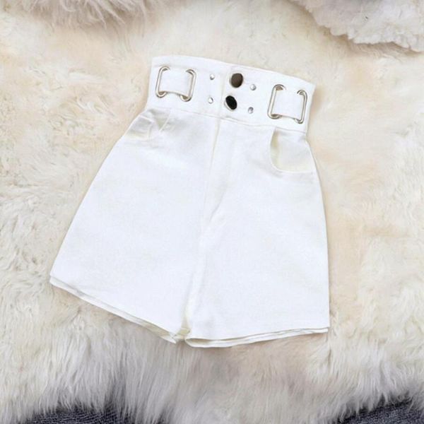 women's shorts summer korean high waist jeans metal buckle fashion all-match denim feminino q403, White;black
women's shorts summer korean high waist jeans metal buckle fashion all-match denim feminino q403, White;black