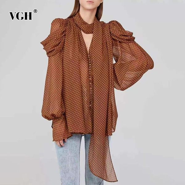 women's blouses & shirts vgh dot print lace up bowknot for women v neck lantern long sleeve loose elegant female 2021 spring fashion st, White
women's blouses & shirts vgh dot print lace up bowknot for women v neck lantern long sleeve loose elegant female 2021 spring fashion st, White