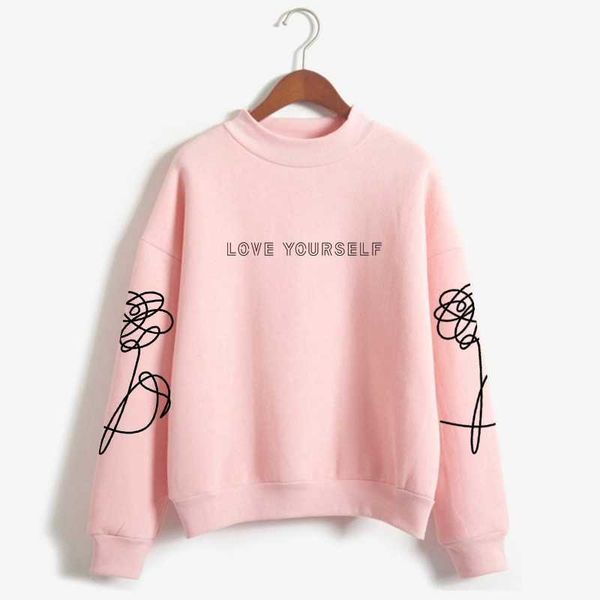 love yourself kpop capless sweatshirts outwear hip-hop women bangtan boys album fake love turtleneck new dna k-pop clothes y0820, Black
love yourself kpop capless sweatshirts outwear hip-hop women bangtan boys album fake love turtleneck new dna k-pop clothes y0820, Black