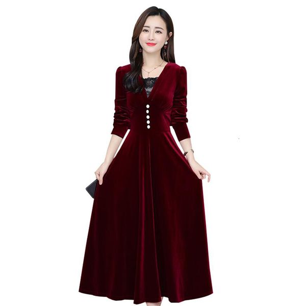 dresses autumn women gold veet fashion sleeve v-neck lace elegant party vintage slim long vestidos, Black;gray
dresses autumn women gold veet fashion sleeve v-neck lace elegant party vintage slim long vestidos, Black;gray