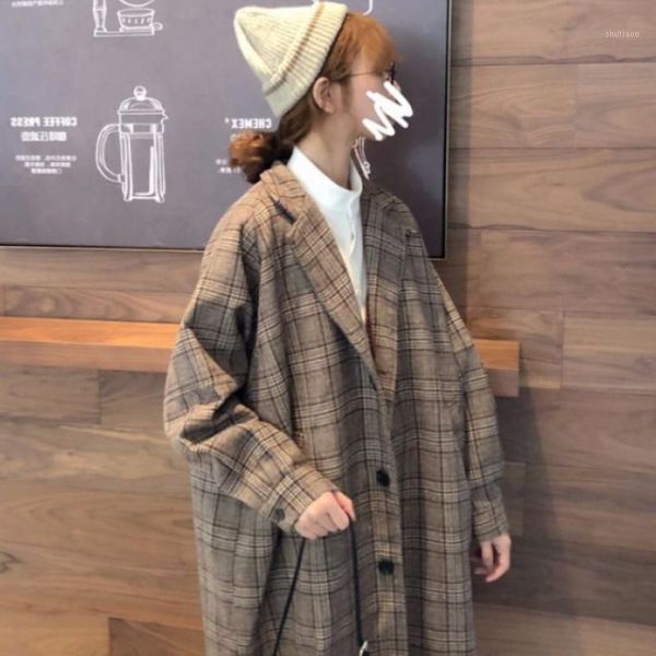 autumn and winter retro woolen plaid jacket women korean loose windbreaker mid-length thick coat women's wool & blends, Black
autumn and winter retro woolen plaid jacket women korean loose windbreaker mid-length thick coat women's wool & blends, Black