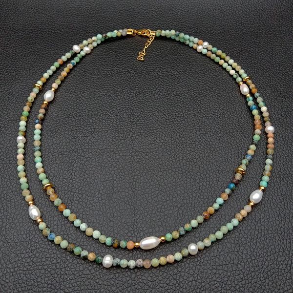 yygem 2 strands natural faceted azurite malachite white rice freshwater pearl choker necklace 17" cute style for women, Silver
yygem 2 strands natural faceted azurite malachite white rice freshwater pearl choker necklace 17" cute style for women, Silver