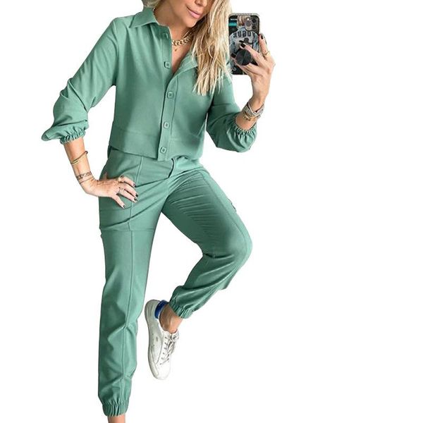 women's two piece pants 2021 autumn fashion long sleeve lapel set solid color and sports casual 2 button outfits xf15, White
women's two piece pants 2021 autumn fashion long sleeve lapel set solid color and sports casual 2 button outfits xf15, White