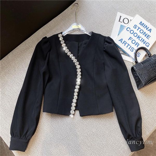 women's jackets short coat women 2021 autumn design elegant rhinestone edging irregular v-neck long sleeve suit jacket lady white black, Black;brown
women's jackets short coat women 2021 autumn design elegant rhinestone edging irregular v-neck long sleeve suit jacket lady white black, Black;brown
