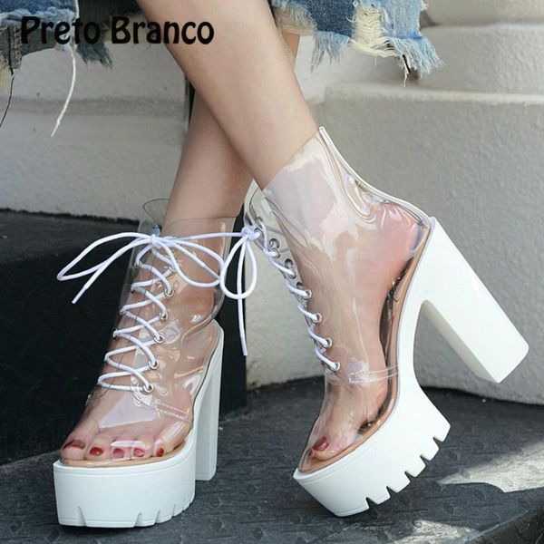 women boot catwalk transparent white thick bottom waterproof platform heels high wedge sandals, Black
women boot catwalk transparent white thick bottom waterproof platform heels high wedge sandals, Black