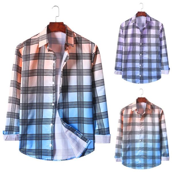 autumn and winter men's plaid gradient long-sleeved shirt fashion lapel button long-sleeve blouse cs002 casual shirts, White;black
autumn and winter men's plaid gradient long-sleeved shirt fashion lapel button long-sleeve blouse cs002 casual shirts, White;black