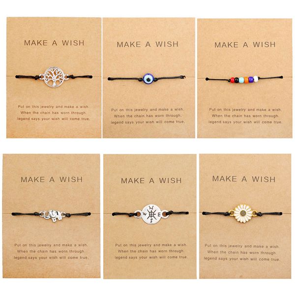 make a wish paper card adjustable bracelet turtle elephant tree map flower handmade woven bracelets simple fashion women jewelry gifts, Golden;silver
make a wish paper card adjustable bracelet turtle elephant tree map flower handmade woven bracelets simple fashion women jewelry gifts, Golden;silver
