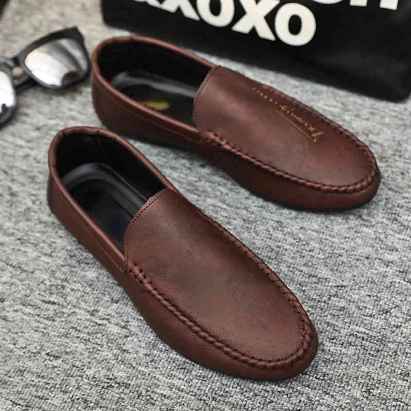 spring new 2022 driving casual leather with soft sole and men's trendy street shooting net red shoes, Black
spring new 2022 driving casual leather with soft sole and men's trendy street shooting net red shoes, Black