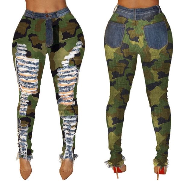 jeans personality perforated high waist tight pants hem camouflage women's leggings jz1y, Blue
jeans personality perforated high waist tight pants hem camouflage women's leggings jz1y, Blue