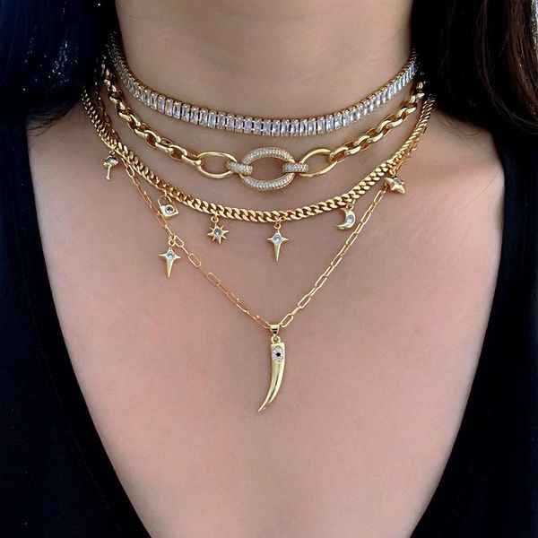 gold color punk cuban choker necklace zircon star moon key pendant necklaces boho women fashion jewelry accessories drop, Silver
gold color punk cuban choker necklace zircon star moon key pendant necklaces boho women fashion jewelry accessories drop, Silver