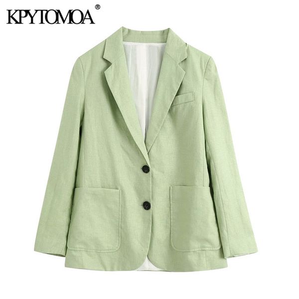 women fashion office wear single button linen blazer coat vintage long sleeve pockets female outerwear chic 210416, White;black
women fashion office wear single button linen blazer coat vintage long sleeve pockets female outerwear chic 210416, White;black