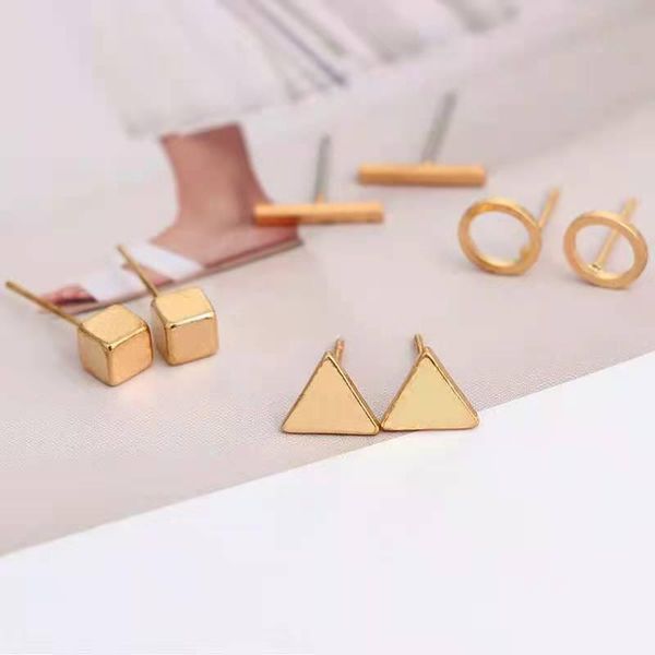 stud 4-piece simple style geometric square triangle round word earrings four-piece fashion combination, Golden;silver
stud 4-piece simple style geometric square triangle round word earrings four-piece fashion combination, Golden;silver