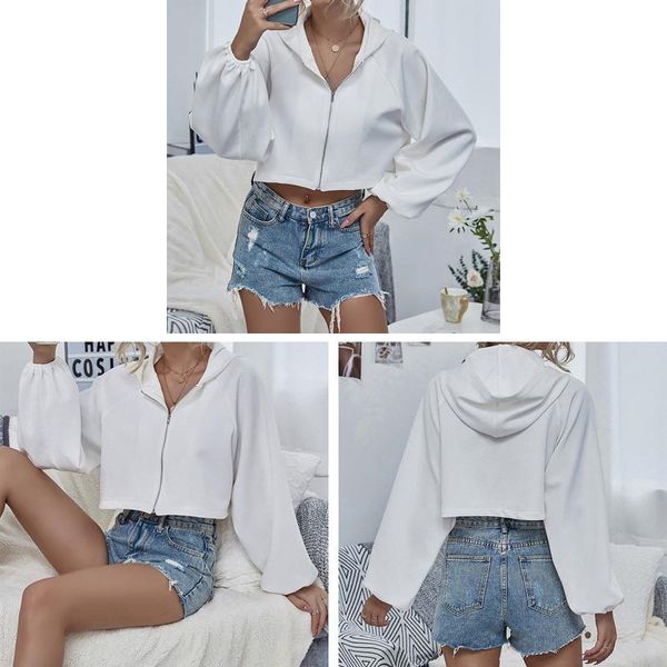 women zipper hooded crop jacket coat autumn streetwear casual outwear sports sweater white women's jackets, Black;brown
women zipper hooded crop jacket coat autumn streetwear casual outwear sports sweater white women's jackets, Black;brown