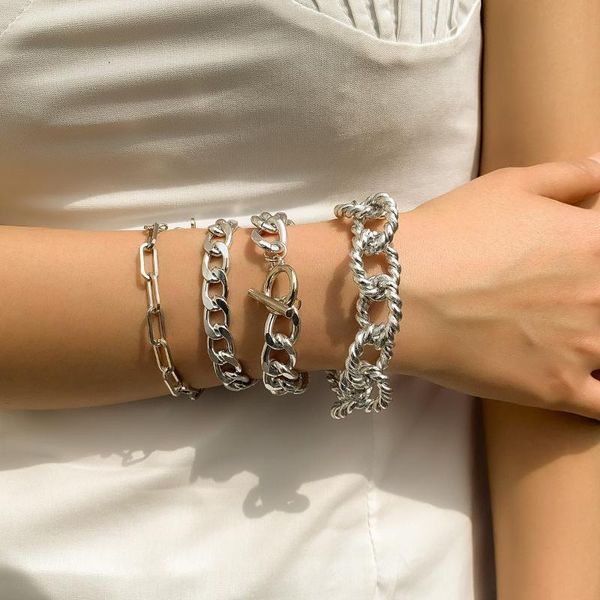 charm bracelets personality punk metal aluminum chain trendy women's suit bracelet twist alloy hand jewelry women, Golden;silver
charm bracelets personality punk metal aluminum chain trendy women's suit bracelet twist alloy hand jewelry women, Golden;silver