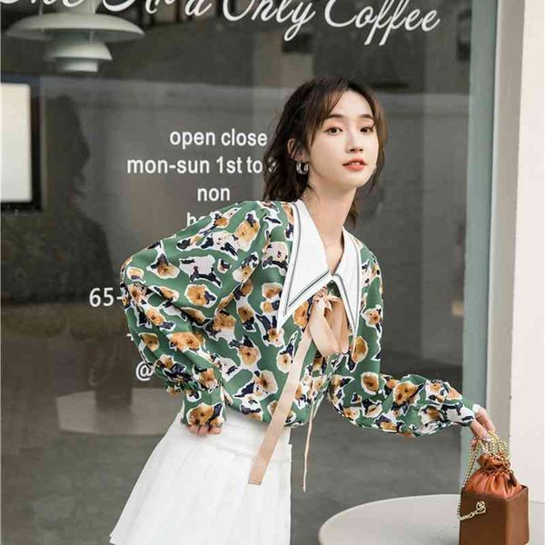 women's two piece pants spring 2021 vintage puff sleeve korean blouse button up long collar shirt bow green print designer fas, White
women's two piece pants spring 2021 vintage puff sleeve korean blouse button up long collar shirt bow green print designer fas, White