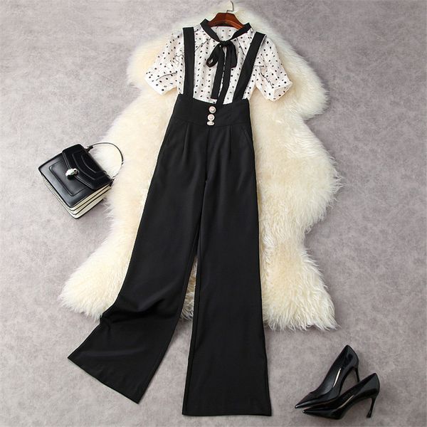 women's two piece pants will see office lady 2 piece elegant woman's ensemble short sleeve dot chiffon blouse + overalls leg long, White
women's two piece pants will see office lady 2 piece elegant woman's ensemble short sleeve dot chiffon blouse + overalls leg long, White