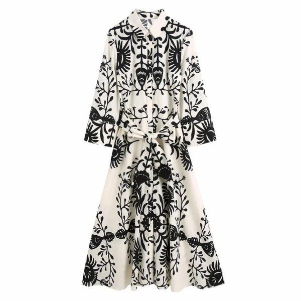casual dresses summer women vintage printing sashes midi shirt dress female three quarter sleeve clothes lady loose vestido d8152, Black;gray
casual dresses summer women vintage printing sashes midi shirt dress female three quarter sleeve clothes lady loose vestido d8152, Black;gray