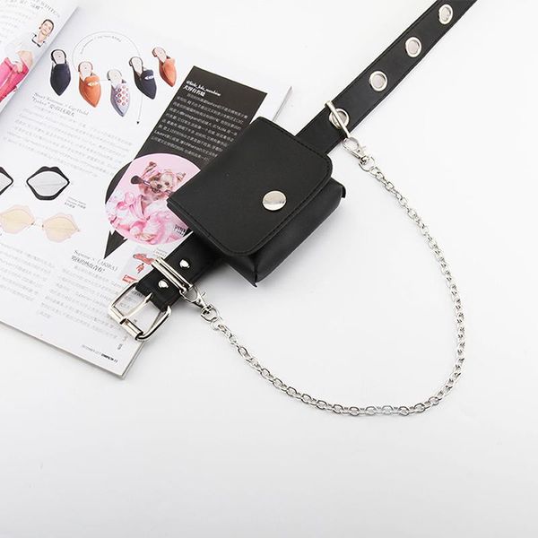 belts women pu leather belt small bag punk chain silver pin buckle strap waist, Black;brown 
belts women pu leather belt small bag punk chain silver pin buckle strap waist, Black;brown