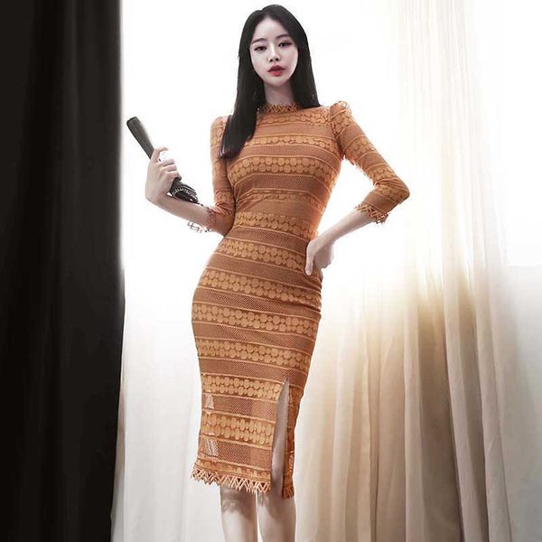 spring korean women dress elegant lace bodycon pencil ladies party es 210529, Black;gray
spring korean women dress elegant lace bodycon pencil ladies party es 210529, Black;gray