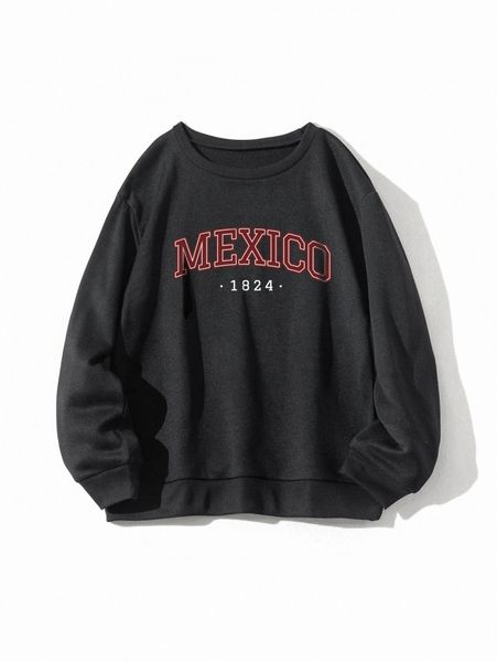 letter graphic thermal lined sweatshirt o9qo#, White;black 
letter graphic thermal lined sweatshirt o9qo#, White;black