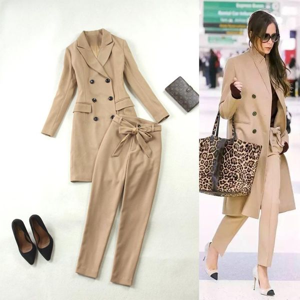 women's suits & blazers go further large size 2021 autumn winter khaki long suit coat + pants women tailleur femme business plus, White;black
women's suits & blazers go further large size 2021 autumn winter khaki long suit coat + pants women tailleur femme business plus, White;black
