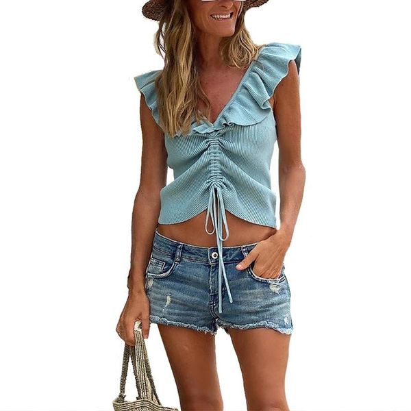 women's tanks & camis slim waist ruffled drawstring waistcoat korea vest fashion casual women top, White
women's tanks & camis slim waist ruffled drawstring waistcoat korea vest fashion casual women top, White