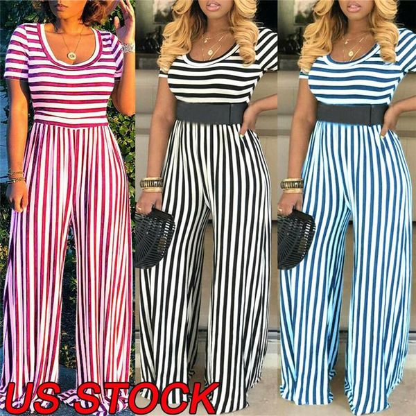 women's jumpsuits & rompers casual women striped short sleeve o-neck ladies romper summer 2021 wide leg long pants, Black;white
women's jumpsuits & rompers casual women striped short sleeve o-neck ladies romper summer 2021 wide leg long pants, Black;white