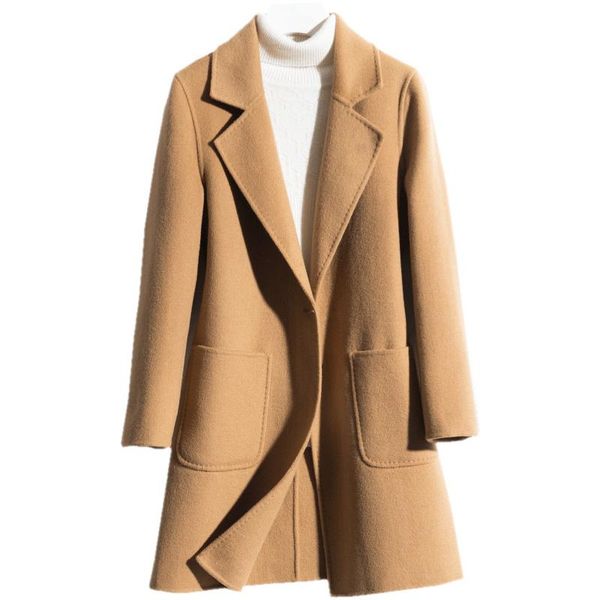 women's wool & blends kmetram 2021 autumn winter handmade 100% double-faced jacket women vintage slim long coat red casaco feminino my5, Black
women's wool & blends kmetram 2021 autumn winter handmade 100% double-faced jacket women vintage slim long coat red casaco feminino my5, Black
