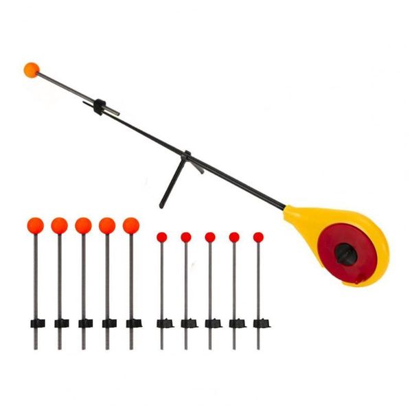 yellow winter ice fishing rod equipment with 5pcs large/small red ball spring boat rods
yellow winter ice fishing rod equipment with 5pcs large/small red ball spring boat rods