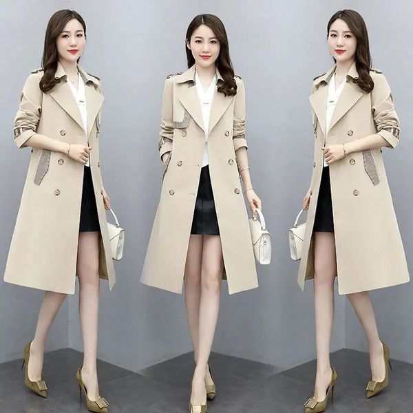 women's trench coats classic long 2021 autumn women coat with belt clothes khaki casual loose overcoat fashion double-breasted, Tan;black
women's trench coats classic long 2021 autumn women coat with belt clothes khaki casual loose overcoat fashion double-breasted, Tan;black